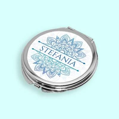 Oglinda de buzunar personalizata cu design floral elegant