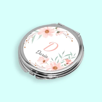 Oglinda de buzunar personalizata cu numele si initiala ta