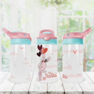 Sticluta pentru copii personalizata - Iepuras Fetita