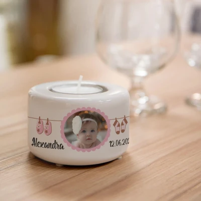 Suport ceramic personalizat pentru lumanare - Fetita