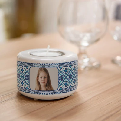 Suport ceramic personalizat pentru lumanare - Model traditional