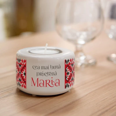 Suport ceramic personalizat pentru lumanare - Cea mai buna prietena