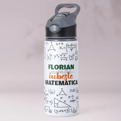 Sticla personalizata din aluminiu 650ml - Iubeste matematica