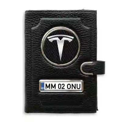Portofel cu compartiment pentru bani cu clema Tesla