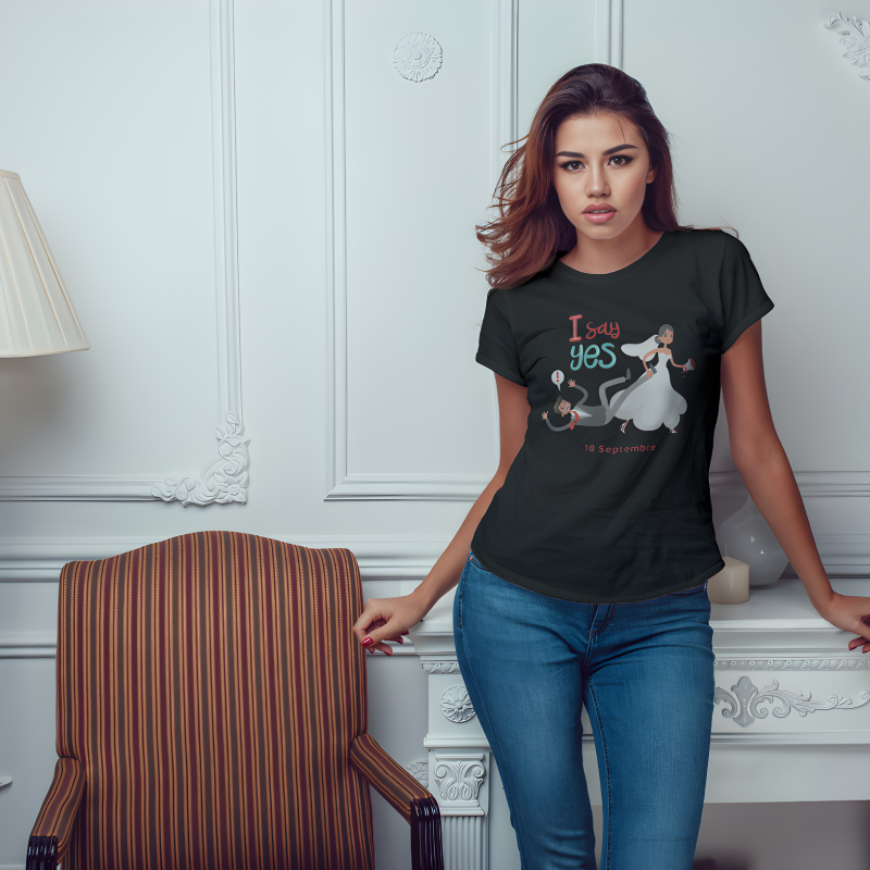 Tricou personalizat pentru petrecerea burlacitelor - I say yes