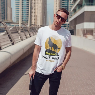 Tricou personalizat pentru petrecerea burlacilor - Groom's Wolf Pack
