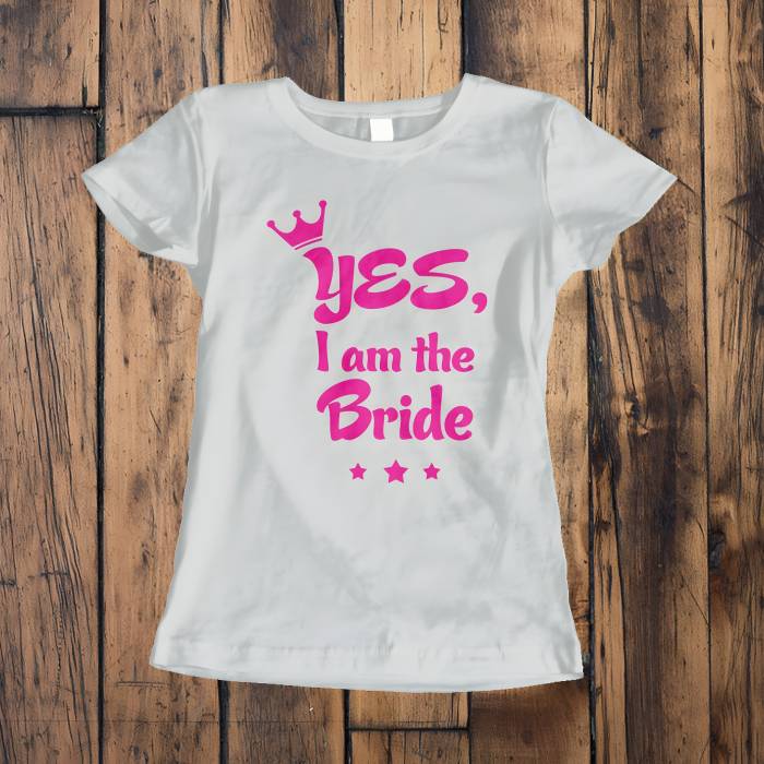 Tricou personalizat pentru petrecerea burlacitelor - Yes, i'm the bride