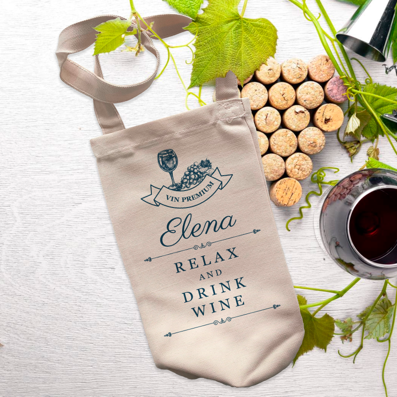 Saculet personalizat pentru sticla de vin - Relax