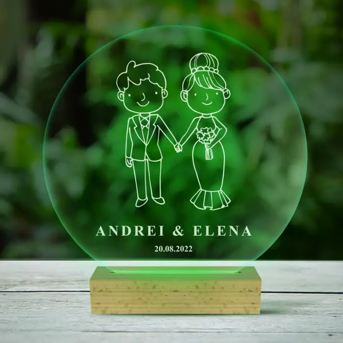 Lampa led 3D personalizata pentru cei proaspat casatoriti