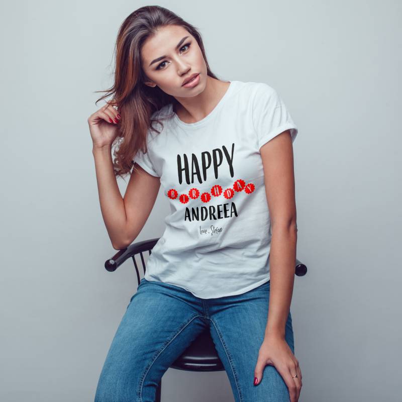 Tricou Personalizat Dama - Happy Birthday Love