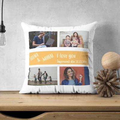 Perna personalizata cu 4 poze si text