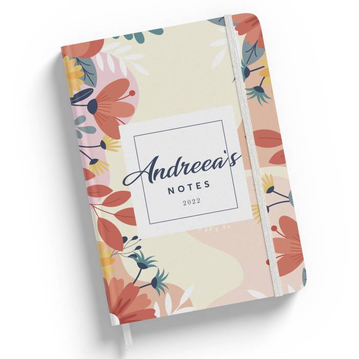 Notebook floral cu text personalizat