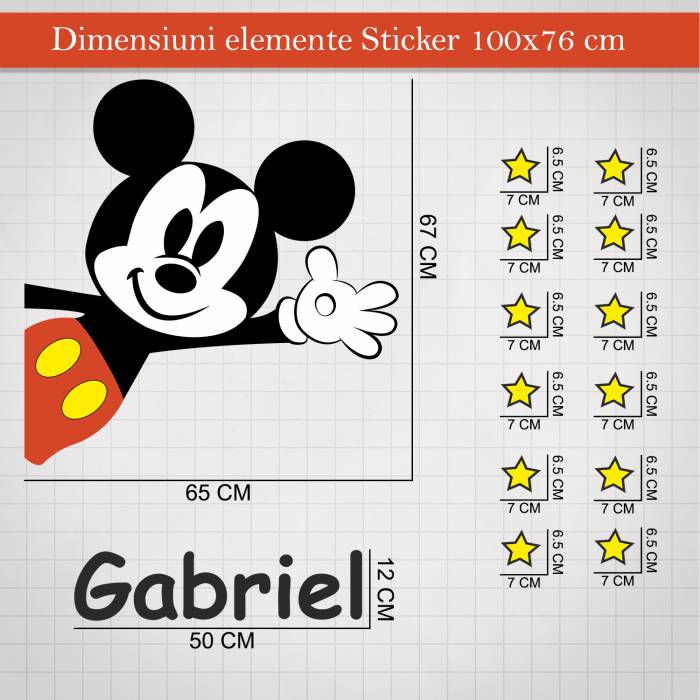 Sticker de perete Mickey Mouse cu nume personalizat