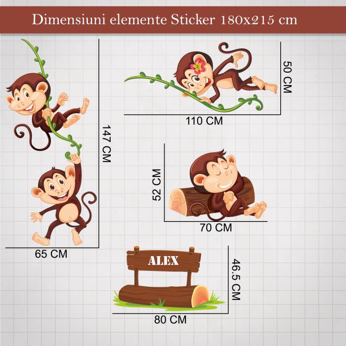 Sticker decorativ Monkey cu text personalizat