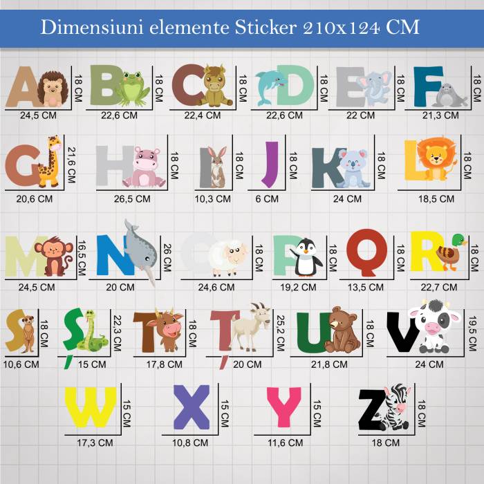 Set stickere pentru camera copilului Alfabet