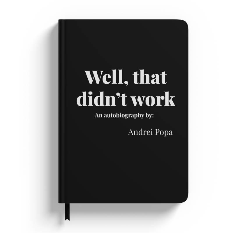 Notebook negru personalizat cu print Alb