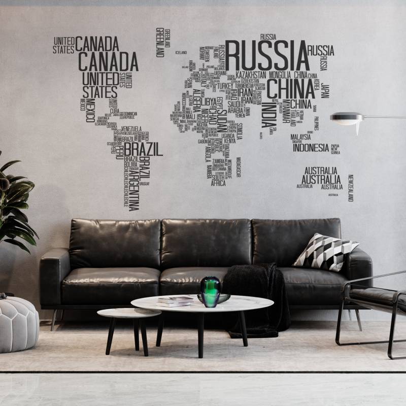 Sticker de perete Harta Lumii cu text
