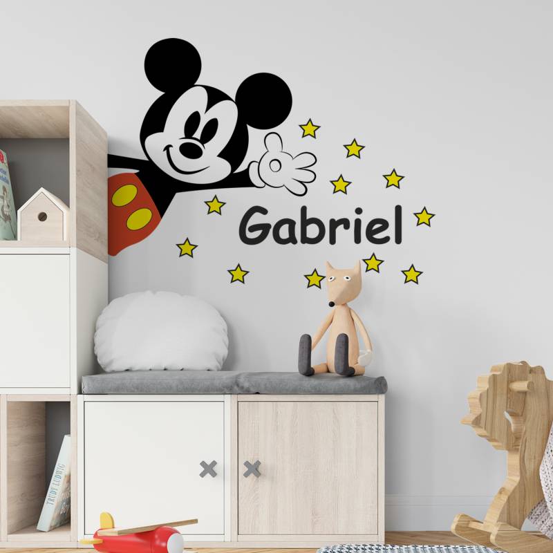 Sticker de perete Mickey Mouse cu nume personalizat