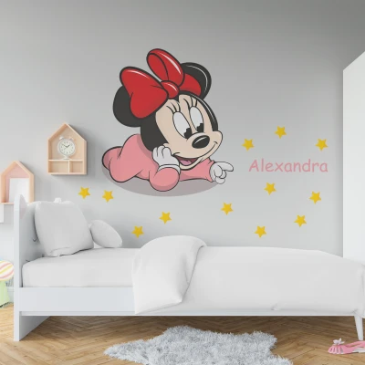 Sticker de perete Minnie cu nume personalizat	