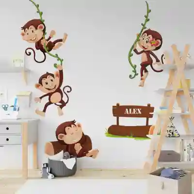Sticker decorativ Monkey cu text personalizat