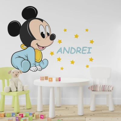 Sticker de perete Mickey Mouse cu nume personalizat