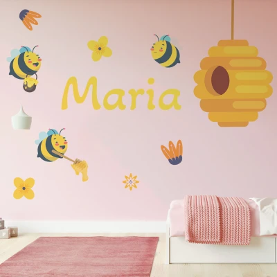 Sticker de perete cu Albinute personalizat