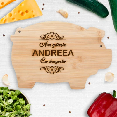 Tocator personalizate purcel din bambus