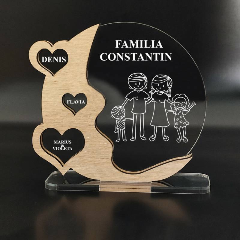 Trofeu Din Lemn Si Plexiglas Personalizat - Family