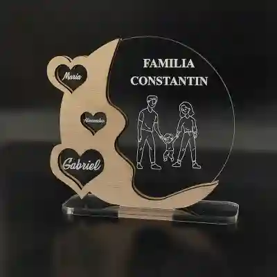 Trofeu Din Lemn si Plexiglas Personalizat- Familie