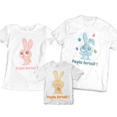 Set tricouri familie Paste fericit