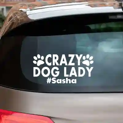Sticker auto Dog Lady personalizat