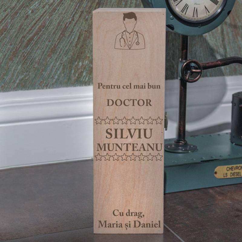 Cutie de vin personalizata - Cadou pentru Doctor