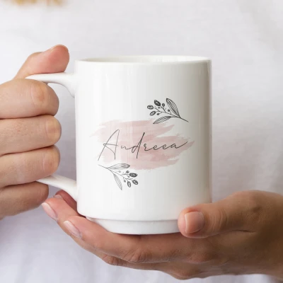 Cana cu model tip acuarela personalizata cu nume