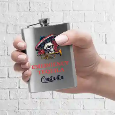 Sticla de buzunar personalizata - tequila